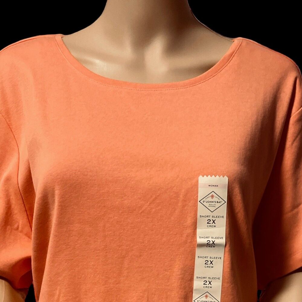 St John's Bay Knit Orange Woman Shirt Short sleeve SZ/ 2X - Picture 3 of 8